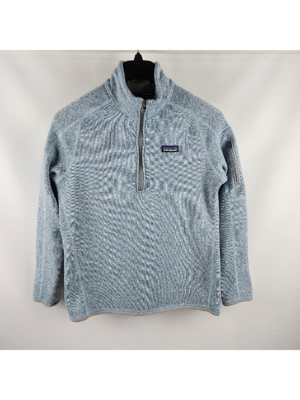 Patagonia Sweater Womens Large Gray Blue Better Sweater 1/4 Zip